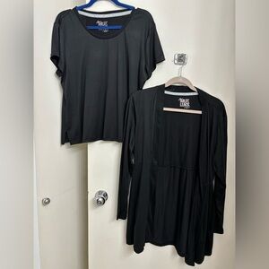 Tee and open cardigan set